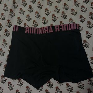 Under Armour Women's Black and Pink Athletic Shorts